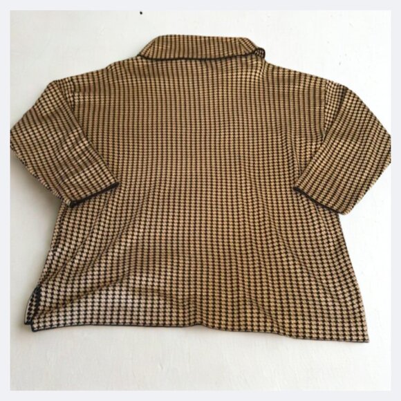Calvin Klein Black & Tan Houndstooth Turtleneck Sweater Blouse Women's Size XL - Picture 3 of 8
